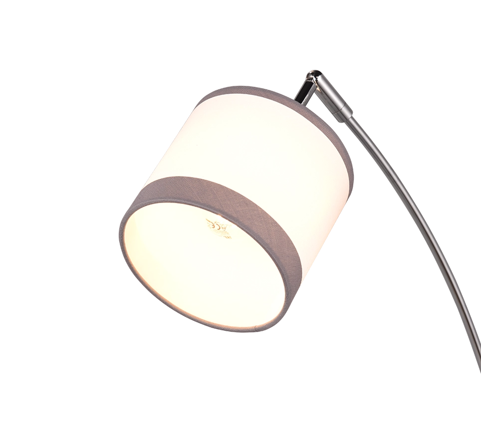 Piantana 3 paralumi, metallo, cromato e bianco/grigio, H 185 cm, Davos
