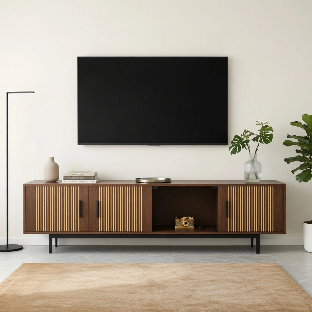 TV-Schrank Nero e Noce; in MDF e truciolare; lunghezza 200 cm