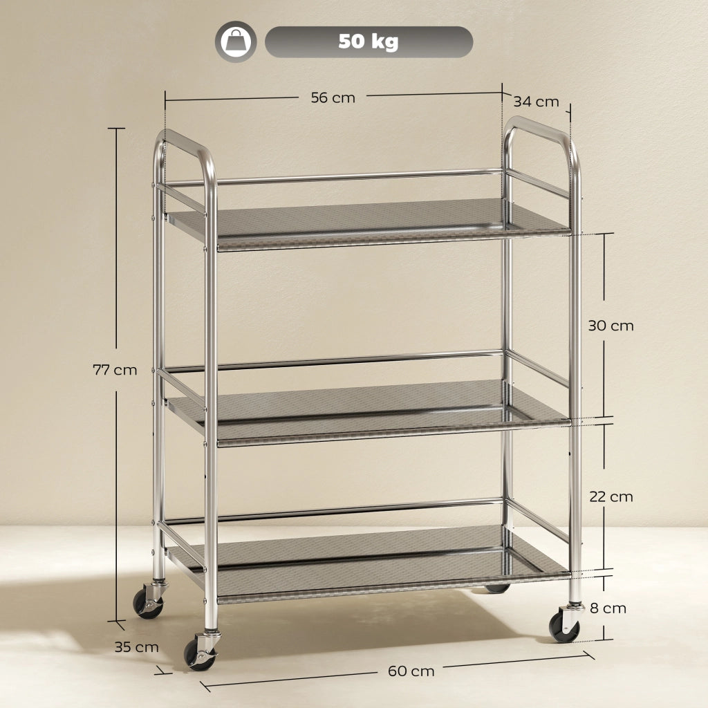 Carrello Multiuso a 4 Livelli ¨C zephmum ¨C Acciaio Inox, 60x35x77 cm
