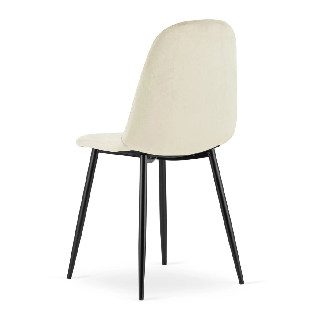 Sedia Asti in velluto beige con gambe nere