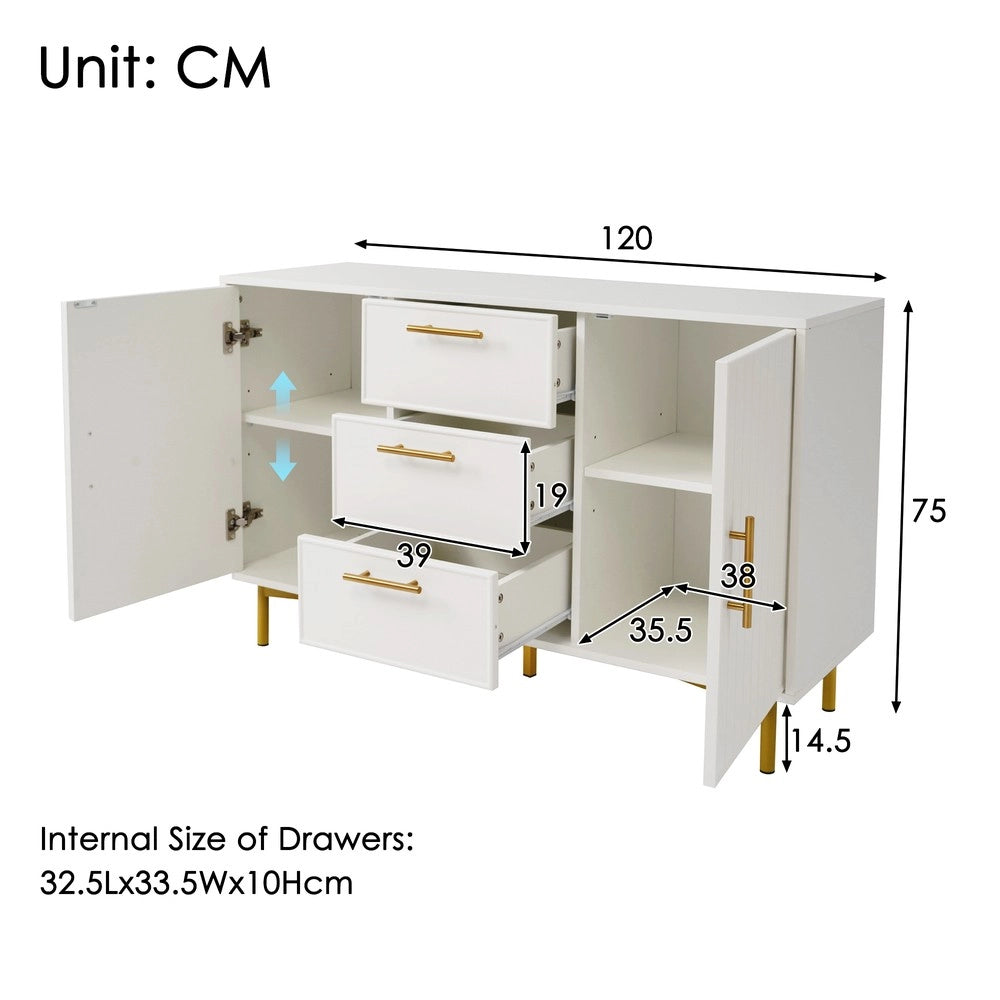 Cassettiera con Ante e Cassetti ¨C MINIMAL ¨C Bianco, 120x40x75 cm