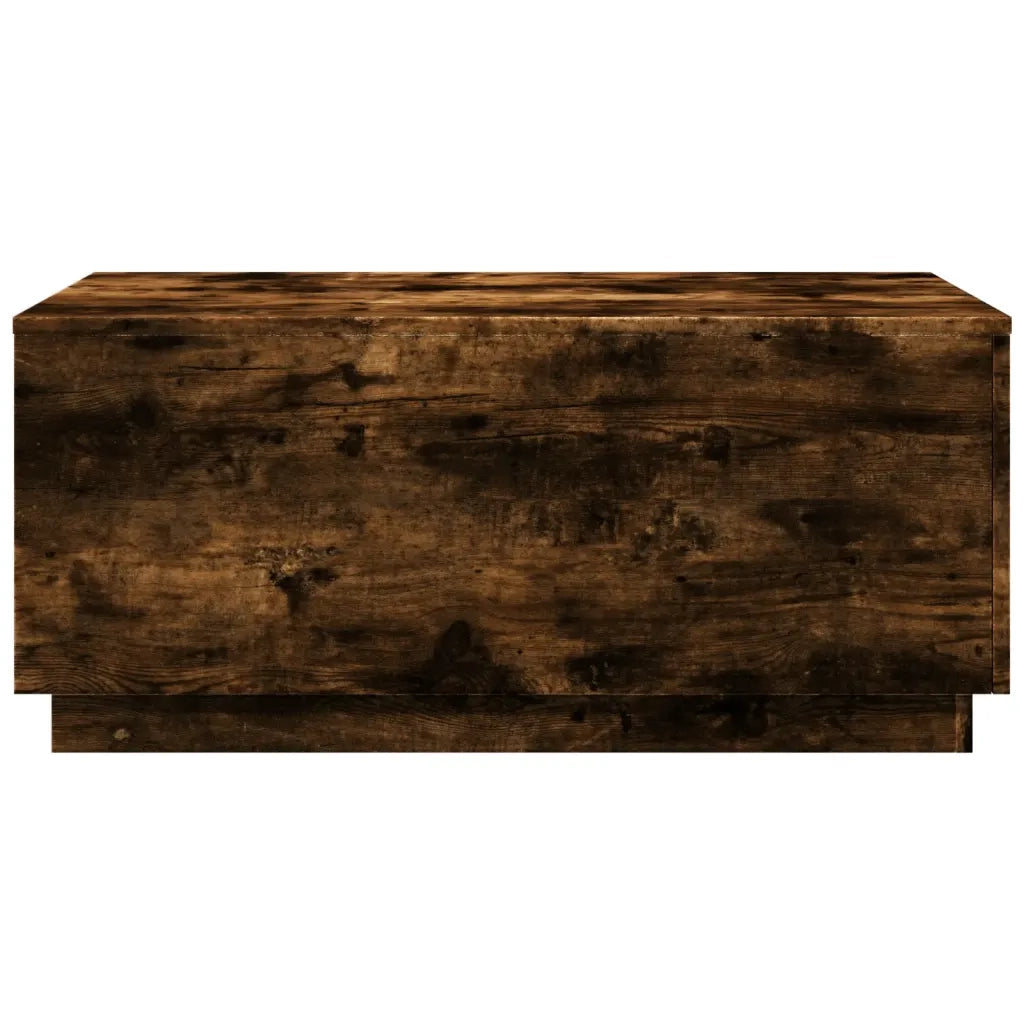 Tavolino da Soggiorno con Luci LED Rovere Fumo 90x50x40 cm 839879
