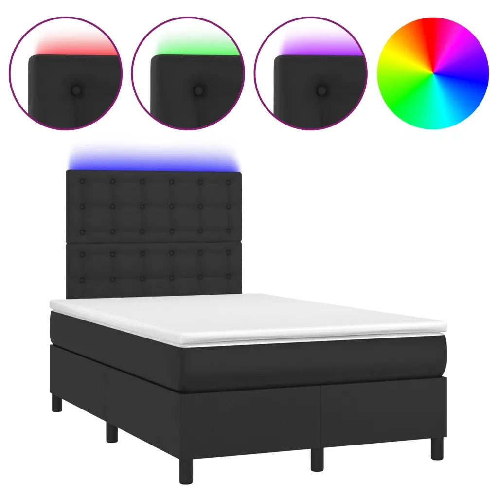 Giroletto a Molle con Materasso e LED Nero 120x200cm Similpelle 3135933