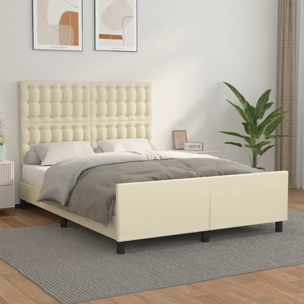 Giroletto con Testiera Crema 140x190 cm in Similpelle