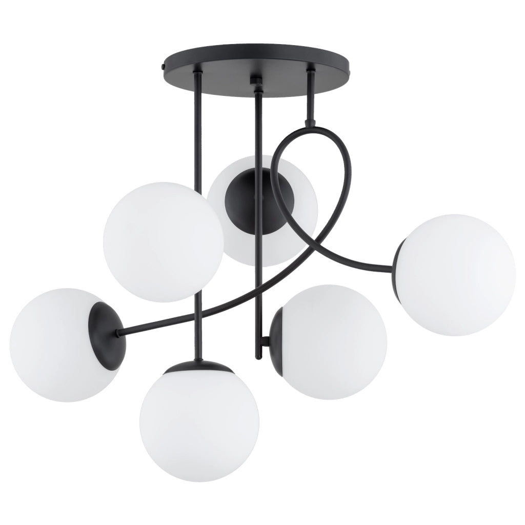 Plafoniera nera con sfere bianche 6xE14 Alfa Modern