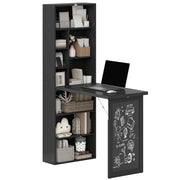 Scrivania con libreria, ripiani regolabili e lavagna ¨C Minimal ¨C 98x51x153cm, nero