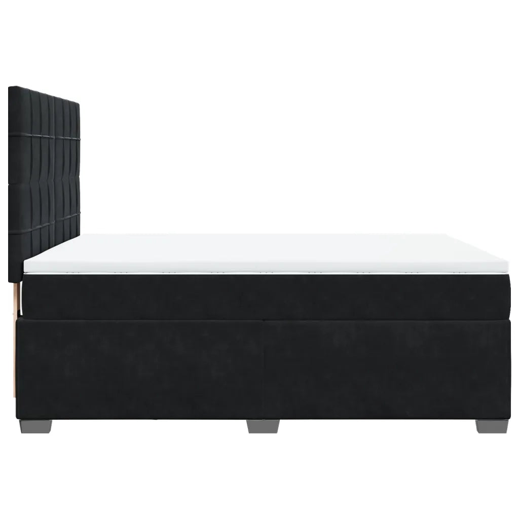 Giroletto a Molle con Materasso Nero 160x200 cm in Velluto 3290956