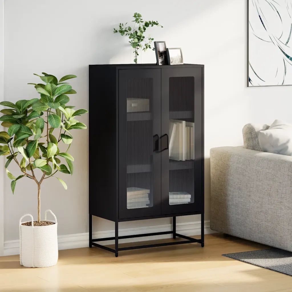 Credenza Nera 68x39x123 cm in Acciaio 853356