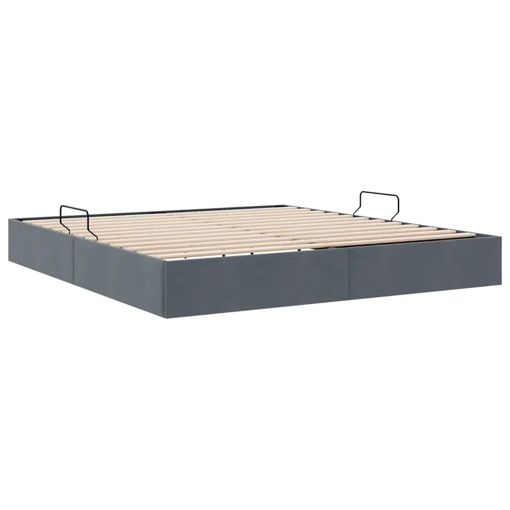 Letto con Contenitore Grigio Scuro 193 x 203 cm Velluto 3370139