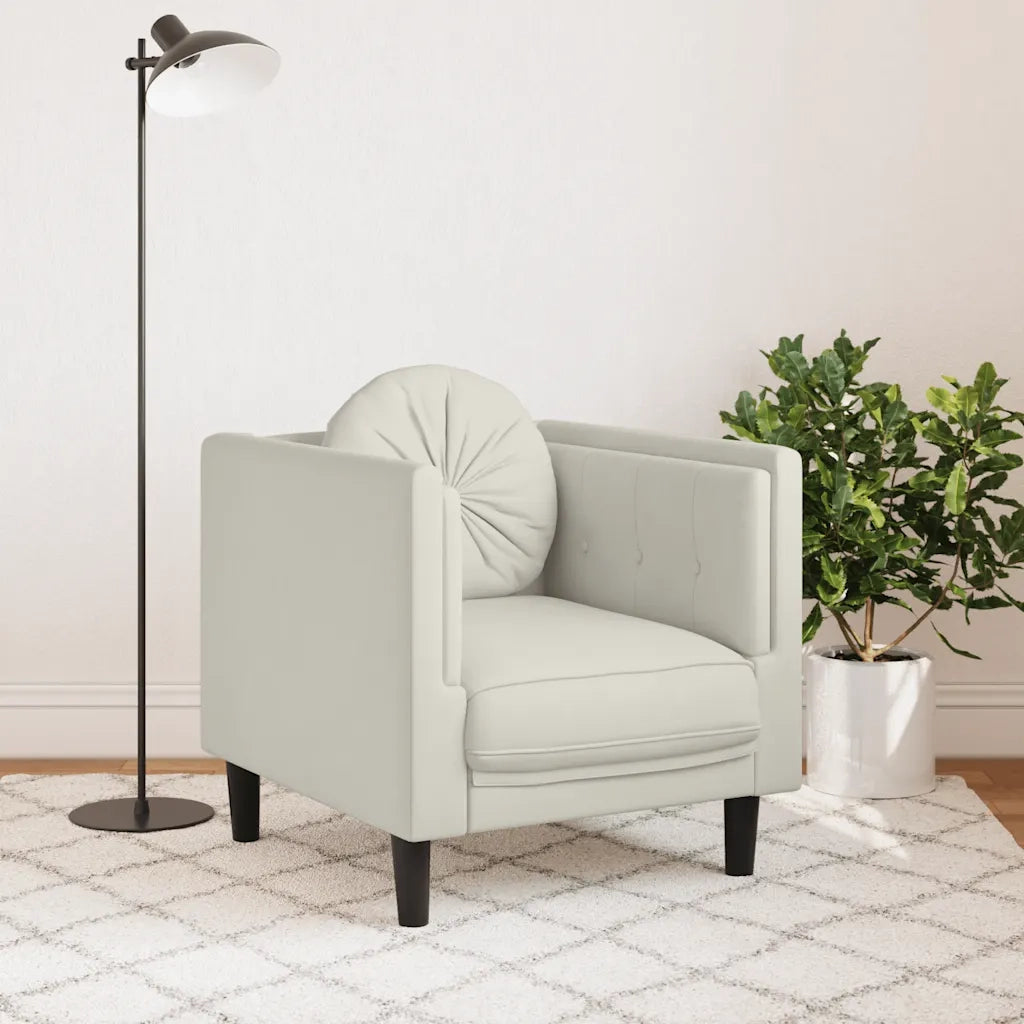 Poltrona | Sedia Relax con Cuscino Crema in Velluto