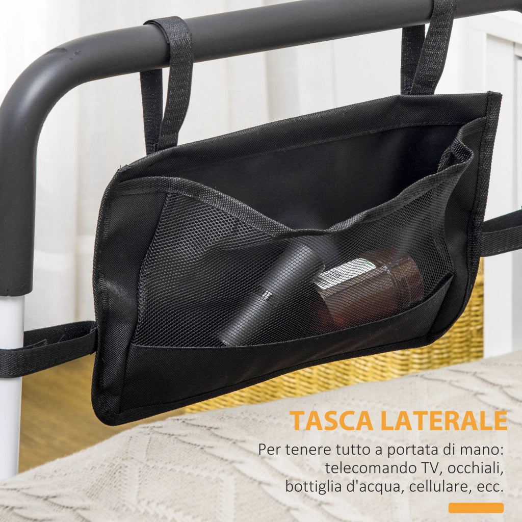 Letto con Testiera Regolabile in Acciaio ¨C Minimal ¨C Bianco