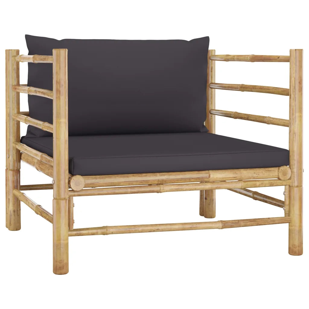 Set Divani da Giardino 7 pz con Cuscini Grigio Scuro in Bambù 3058248