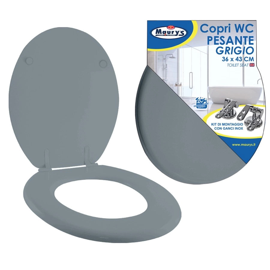 MAURY'S COPRI WC EXTRA GRIGIO SCURO 36 X 43 CM CON KIT MONTAGGIO