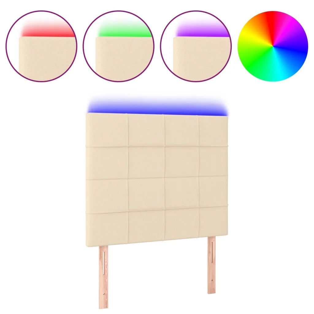 Testiera a LED Crema 100x5x118/128 cm in Tessuto 3122419