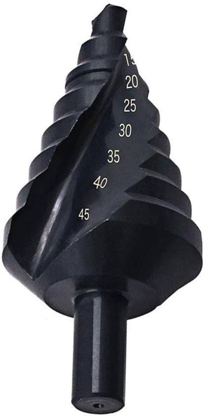 Set di Foratura 10-45mm - Alta Velocità Acciaio - Flauto a Spirale - Asse a Tre Angoli - Lame di Taglio Doppie - Per Acciaio di Carbonio/PVC - Set di Forbici