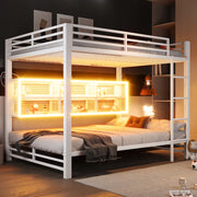 Letto a castello 140x200 con armadietti e LED - Xylo - Bianco