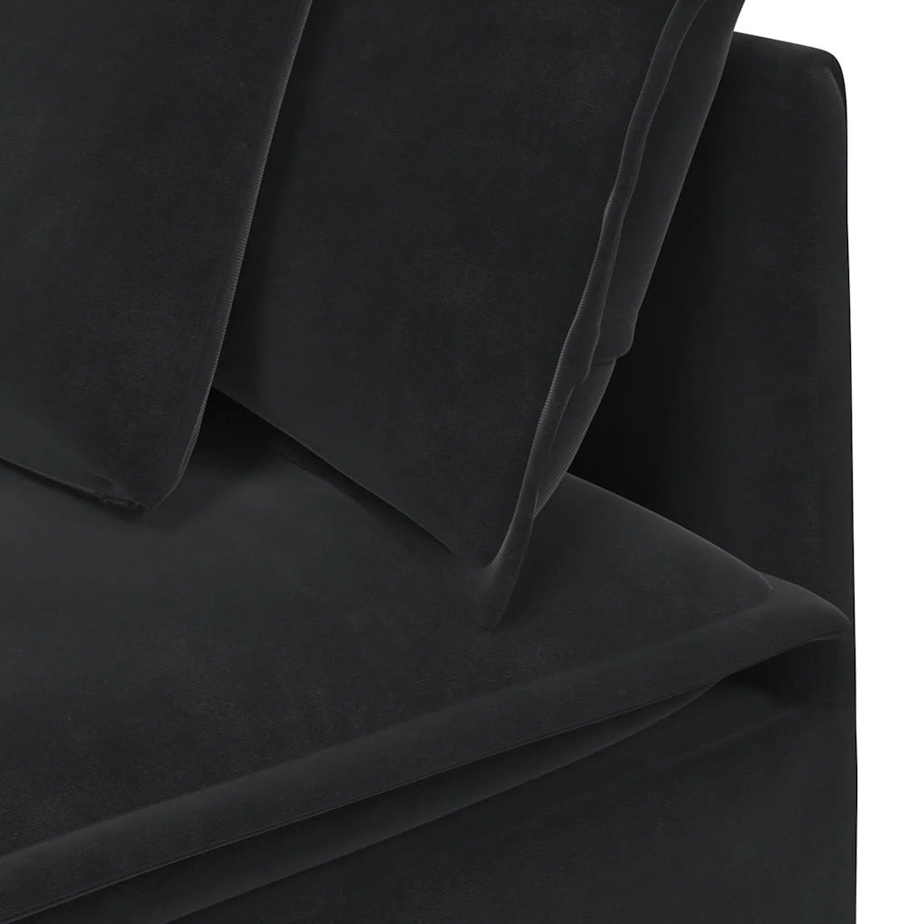Divano Modulare con Cuscini in Velluto Nero 3321284