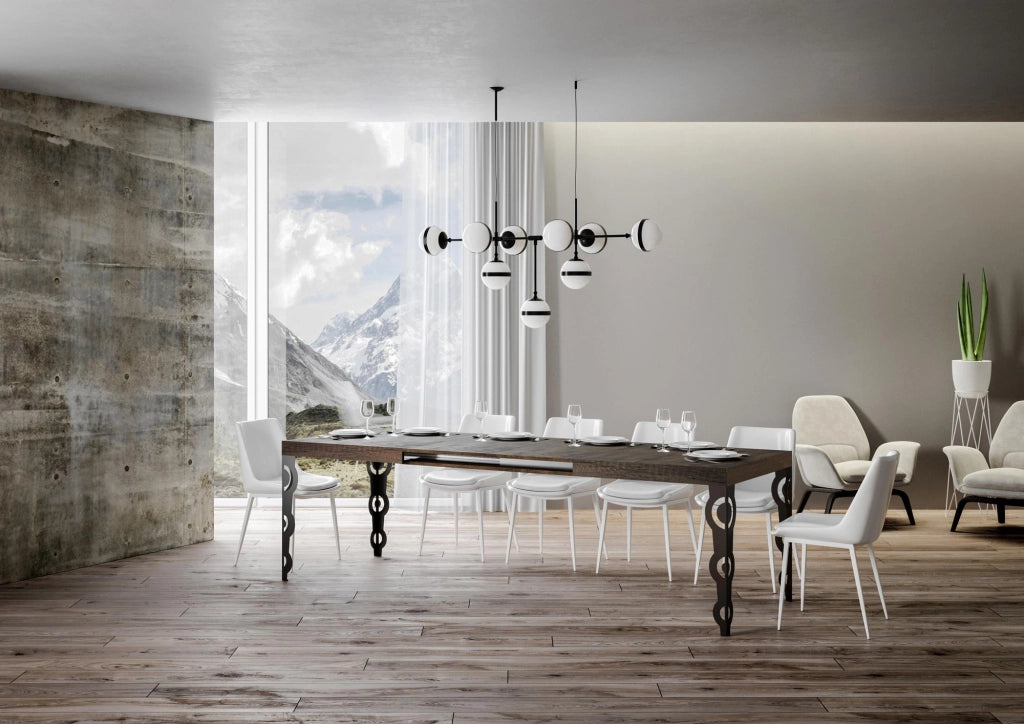 Tavolo Allungabile 140-244x90x77 cm Karamay Noce Telaio Antracite