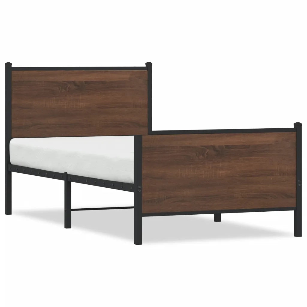 Giroletto senza Materasso-Struttura Letto in Metallo Rovere Marrone 90x200 cm 836931