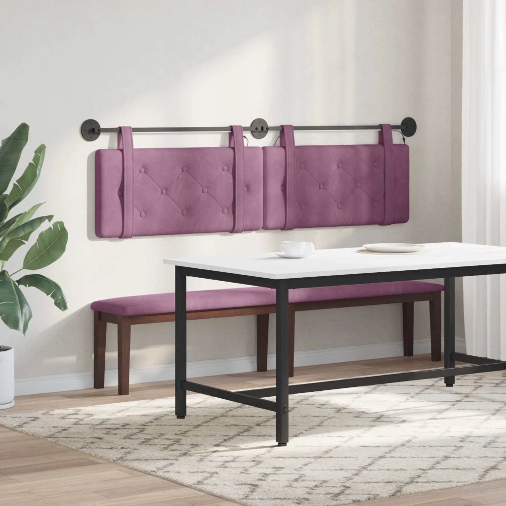 Testiera | Testata sospesa Con luce LED Viola Velluto