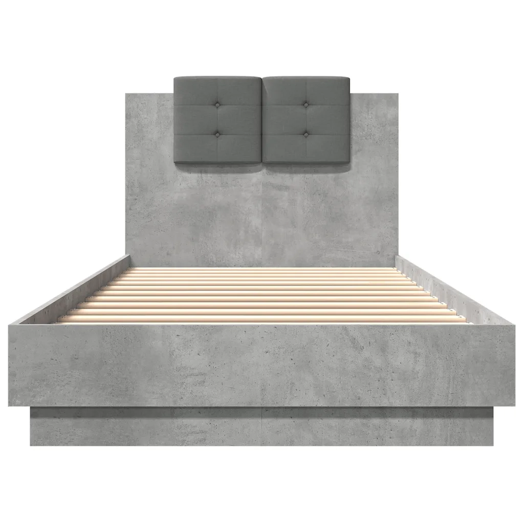 Giroletto con Testiera e LED Grigio Cemento 100x200 cm 3210027