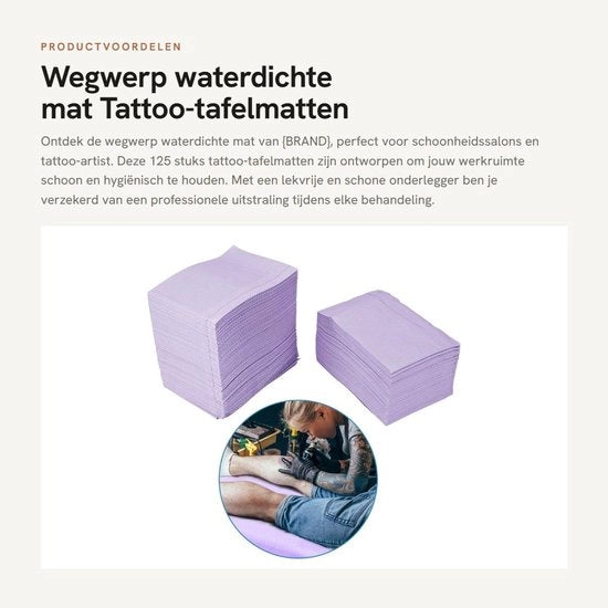 Tavolo per tatuaggi - 125 pezzi - Impronta resistente all'acqua - Lekvrij - Sostegno - Salone di bellezza - Protezione contro l'inalterabile - Tavolo coperto da un foglio di protezione