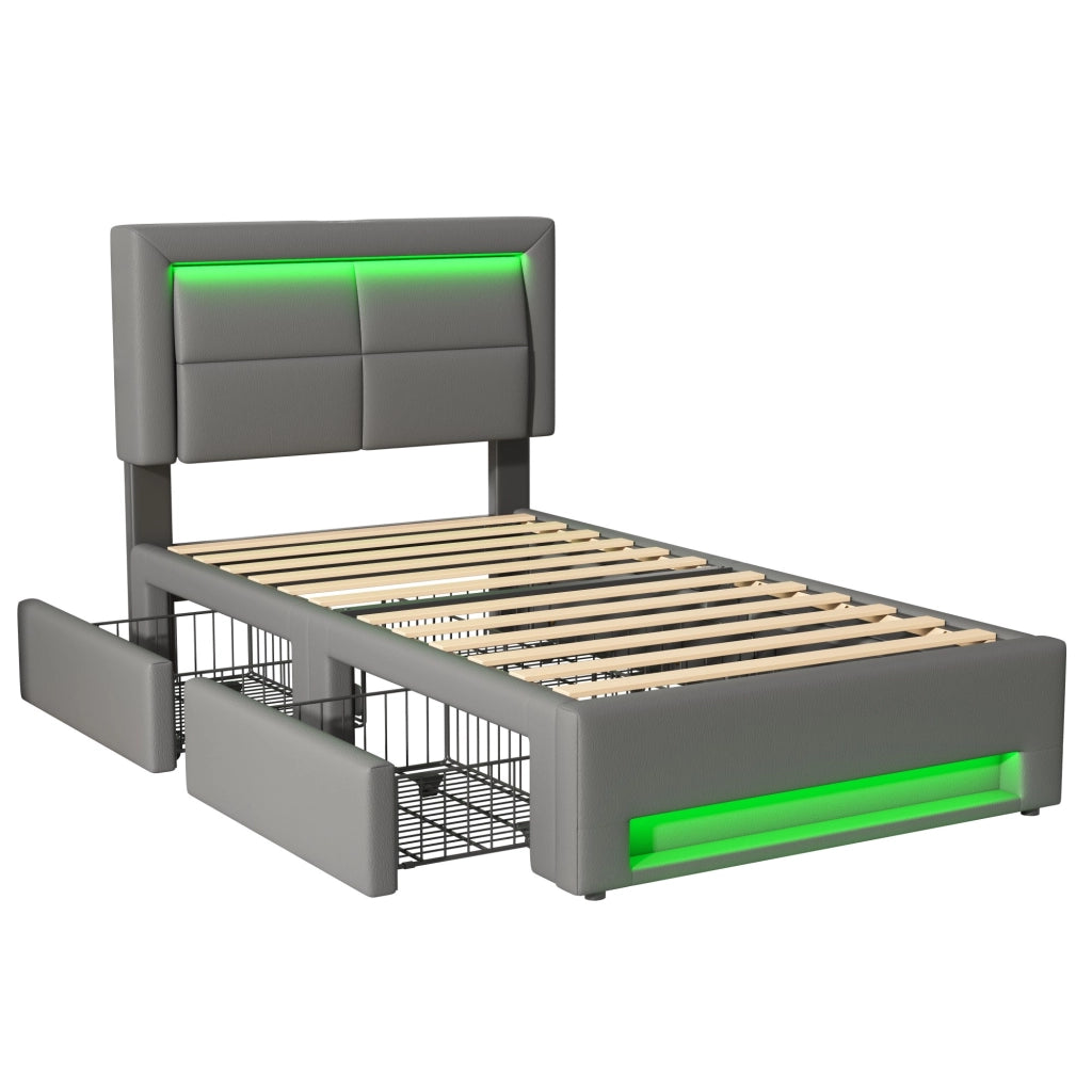 letto imbottito pu grigio 90 x 200 cm