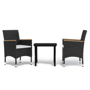 Set da Pranzo da Giardino 3 pz | Set Salotto da Giardino con Cuscini Nero