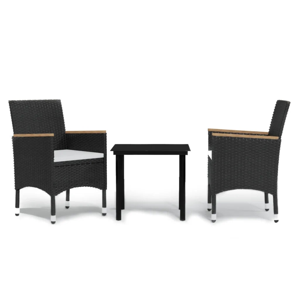Set da Pranzo da Giardino 3 pz | Set Salotto da Giardino con Cuscini Nero