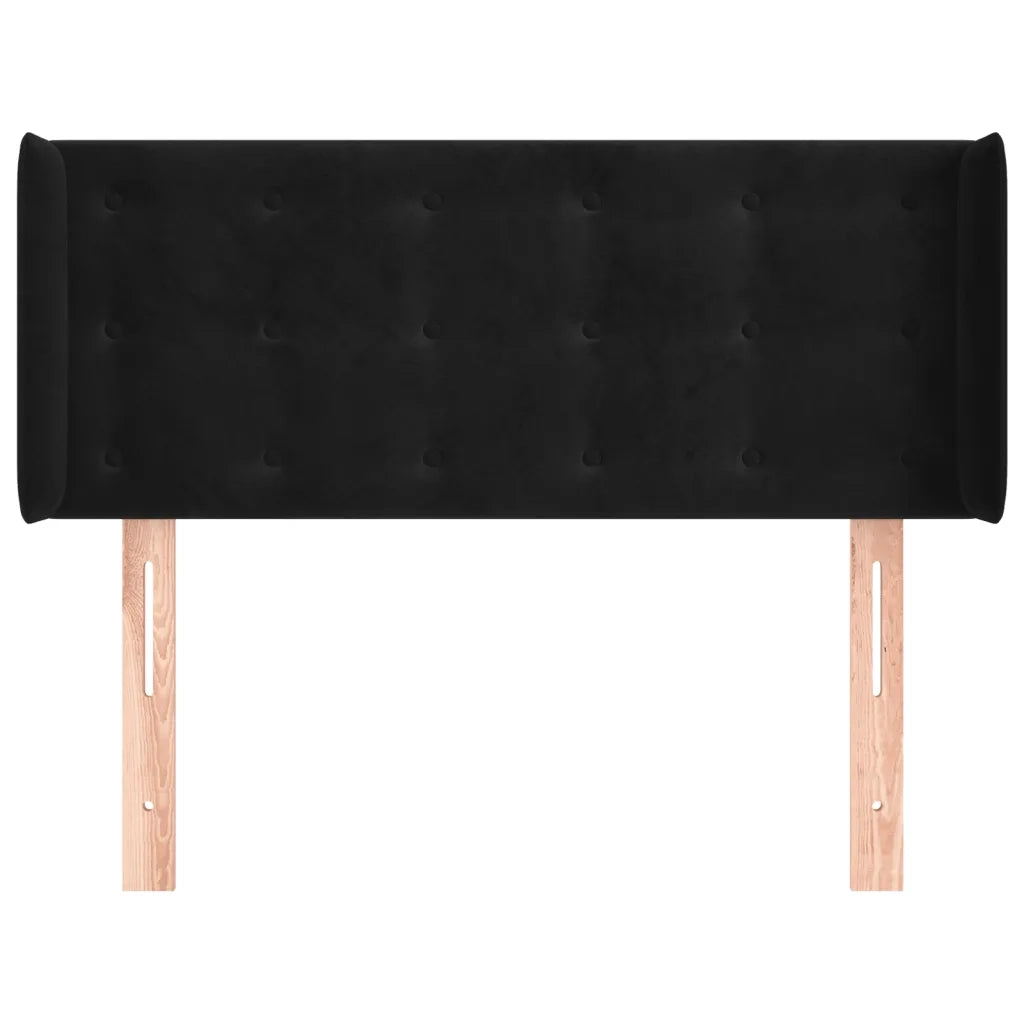 Testiera | Testata ad Orecchio Nera 103x16x78/88 cm in Velluto