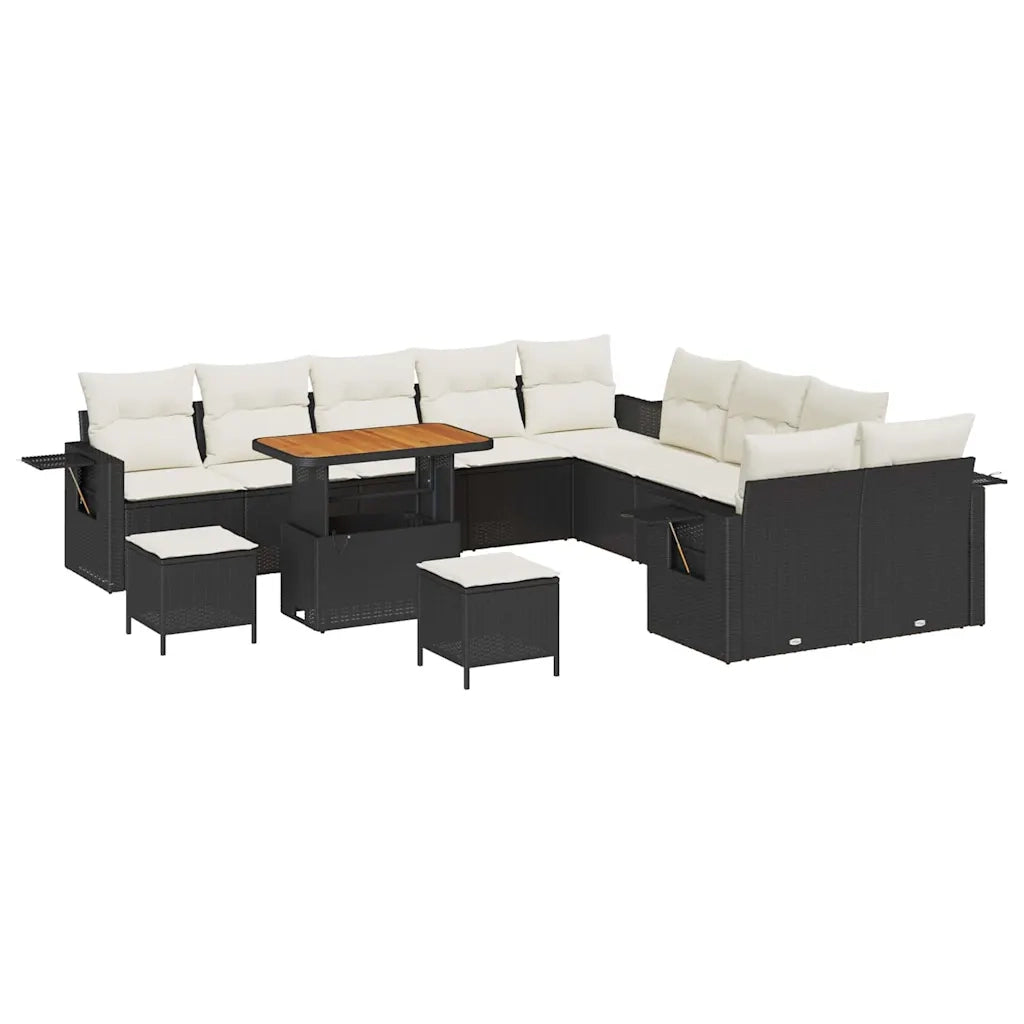 Set Divano da Giardino 13 pcs Nero polyrattan