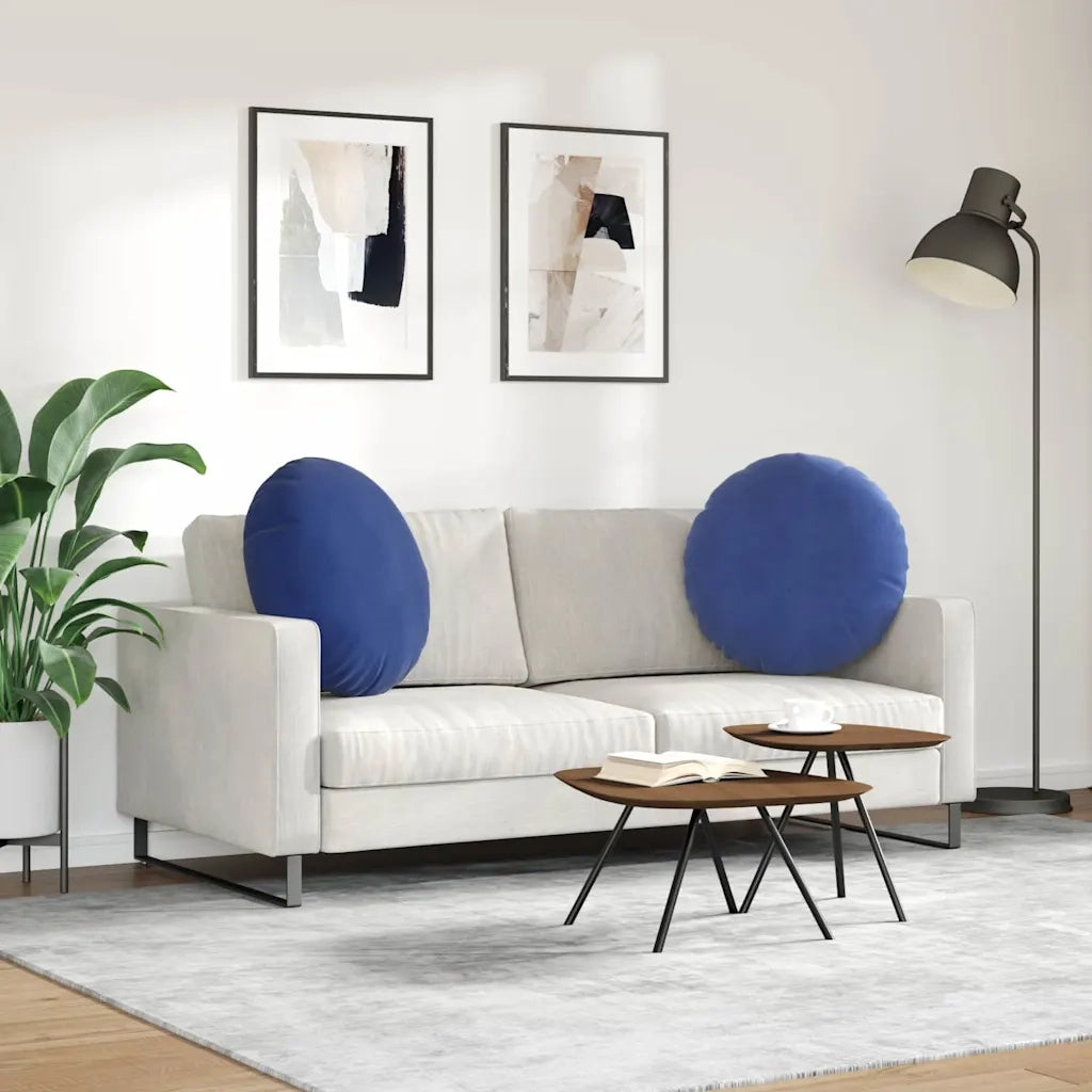 Cuscini per Seduta 2 pcs Blu Polizia Ø 40 x 13 cm Velluto 42014259