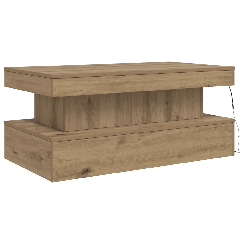 Tavolino da salotto | Tavolino da caff¨¨ | Tavolino da Soggiorno con Luci LED Rovere Artigianale 90x50x40 cm