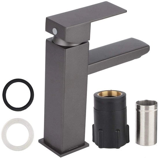 Wastafello Krano in Acciaio Inox - Miscelatore - Bagno - Connettore Singolo - G1/2 pollice di Connettore - Forma Circolare 17 x 11 cm