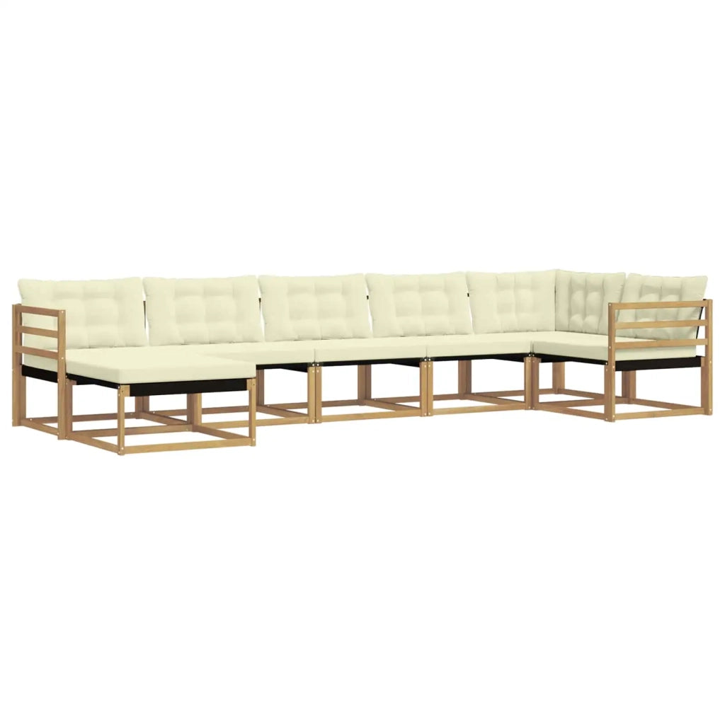 Set di divani da esterno con cuscino 7 pcs Bianco e Crema 3388888