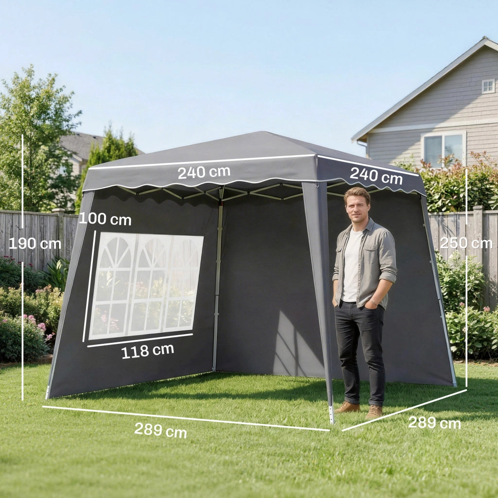 Gazebo Pieghevole Pop-up ¨C Minimal ¨C Grigio 2.89x2.89m
