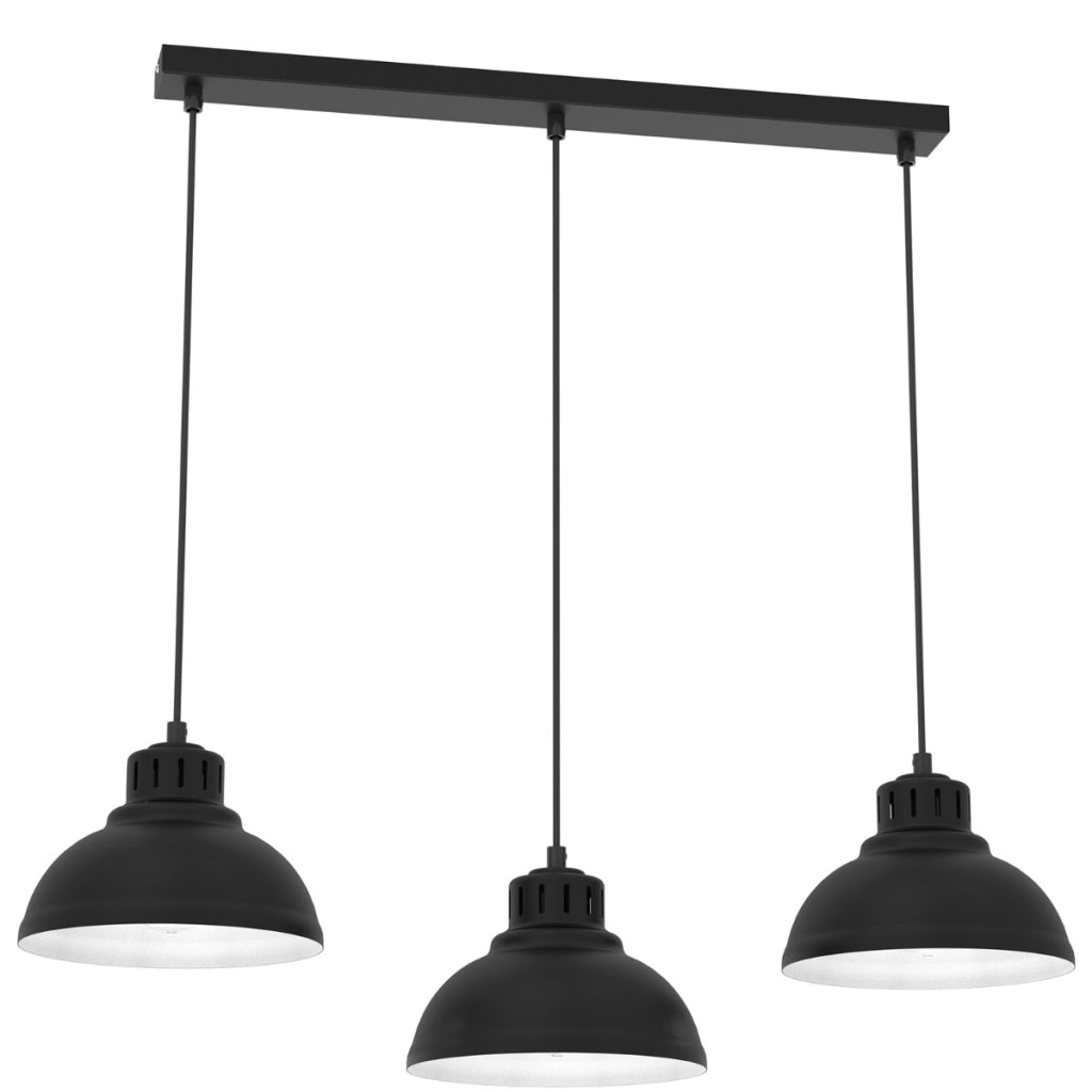 Lampada a sospensione loft nera 3 luci E27 Sven Luminex