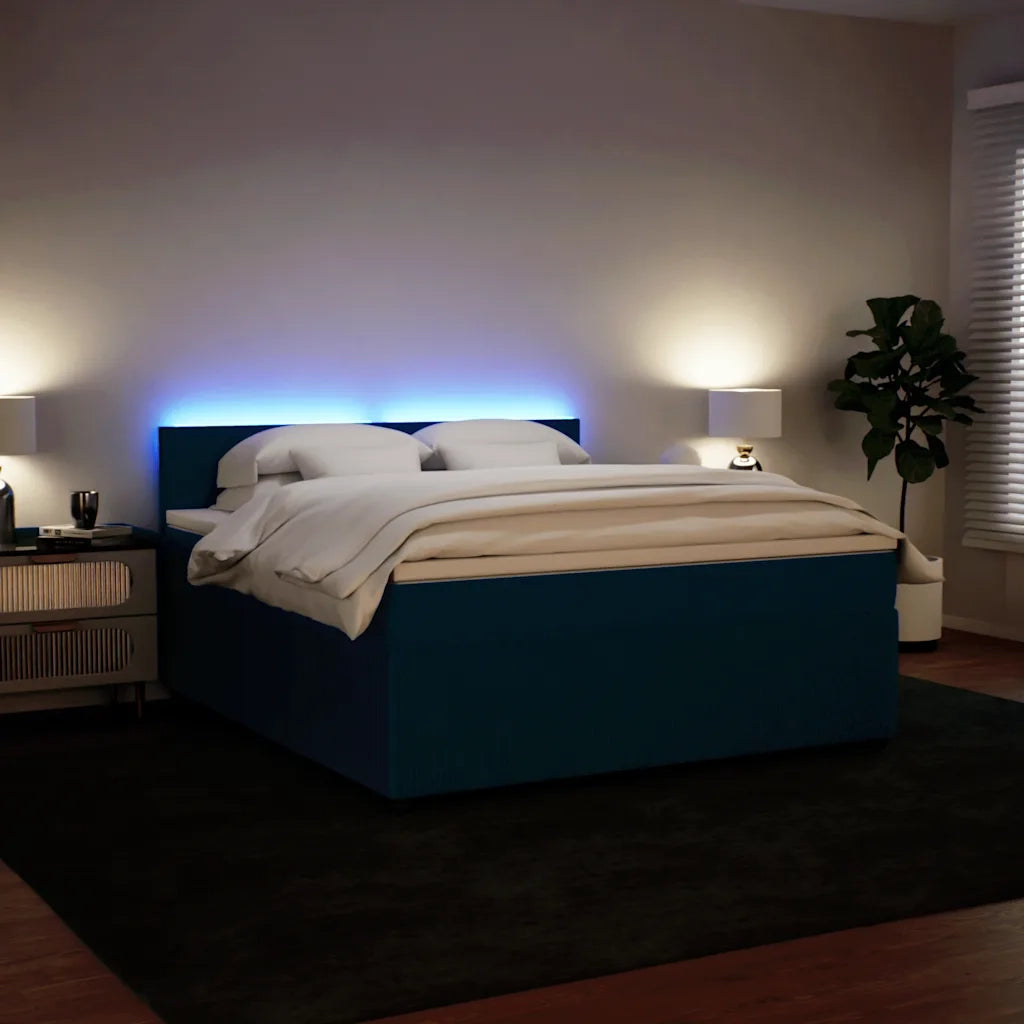 Giroletto a Molle con Materasso Blu 180x200 cm in Velluto