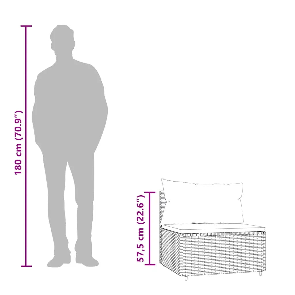 Set Divani da Giardino 3 pz con Cuscini Nero in Polyrattan 319739