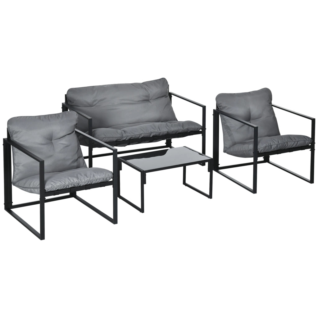 Set da giardino 4 pezzi con divano 2 posti, 2 poltrone e tavolino ¨C zephmum ¨C grigio