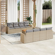 Set Divano da Giardino 9 pz con Cuscini Beige Misto Polyrattan 3256374