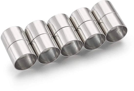 Connettori magnetici in ottone - 5 set - 21,5 x 11 mm - Finitura alta luce argento - Per gioielli - Forte attrazione magnetica - Connettori per gioielli