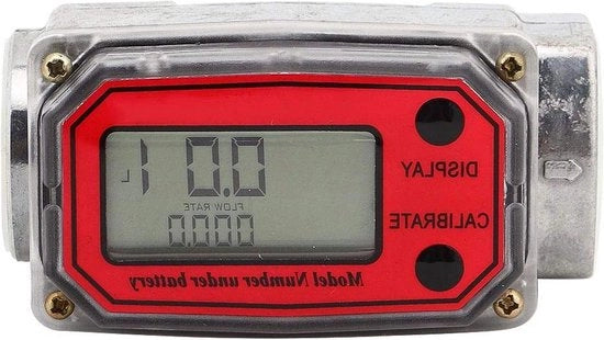 Misuratore di Flusso a Turbina Digitale Mini 25 cm 15-120L per Kerosene e Benzina - Rosso