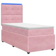 Letto Box Spring LED con Materasso Rosa 90 x 190 cm Velluto 3455980