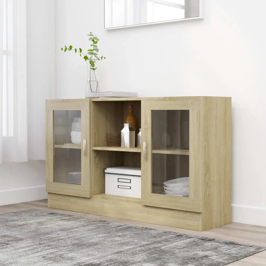 Armadietto Vetrina Rovere Sonoma 120x30,5x70 cm Multistrato 802789