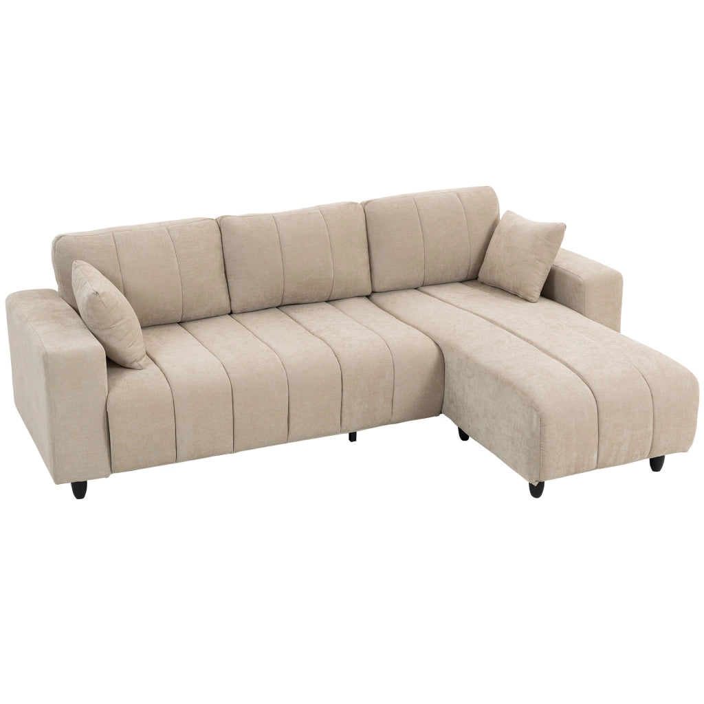 Divano angolare 3 posti con chaise longue ¨C Minimal ¨C beige 242x156x87cm