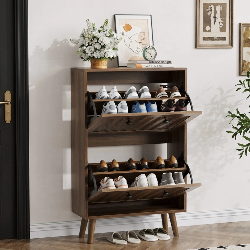 Scarpiera Verticale ¨C MINIMAL ¨C Noce, 60 cm, Ingresso e Corridoio