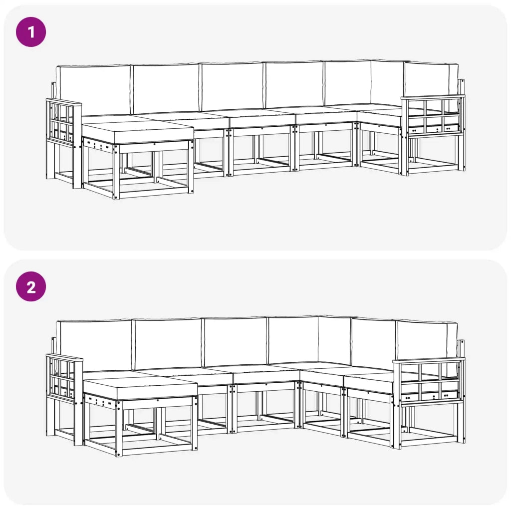 Set di divani da esterno 7 pz Bianco e Antracite Poliestere 3387956