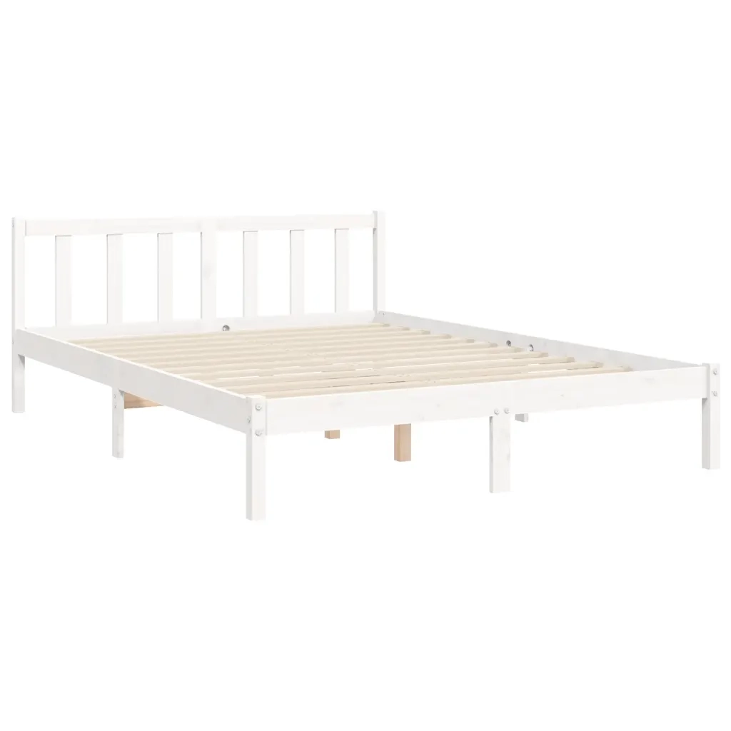 Letto senza Materasso-Struttura Letto Bianco 140x190 cm Legno Massello di Pino 306214