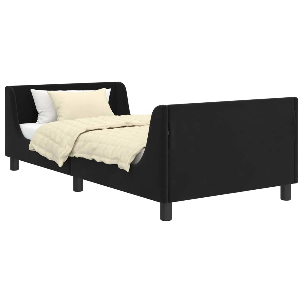 Struttura letto bambini con testata Nero 90 x 190 cm Velluto